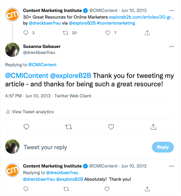 example tweet content curation
