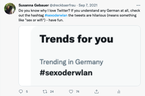 Example Twitter post Trending Hashtag