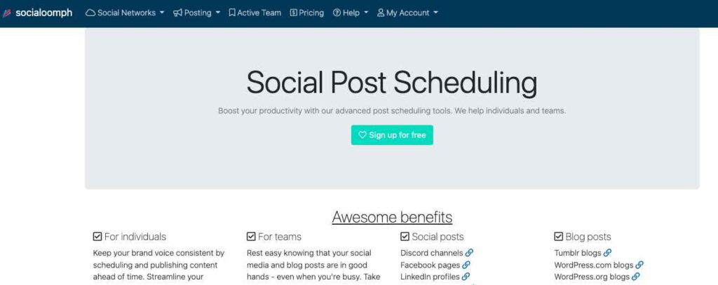 SocialOomph Social Post tool