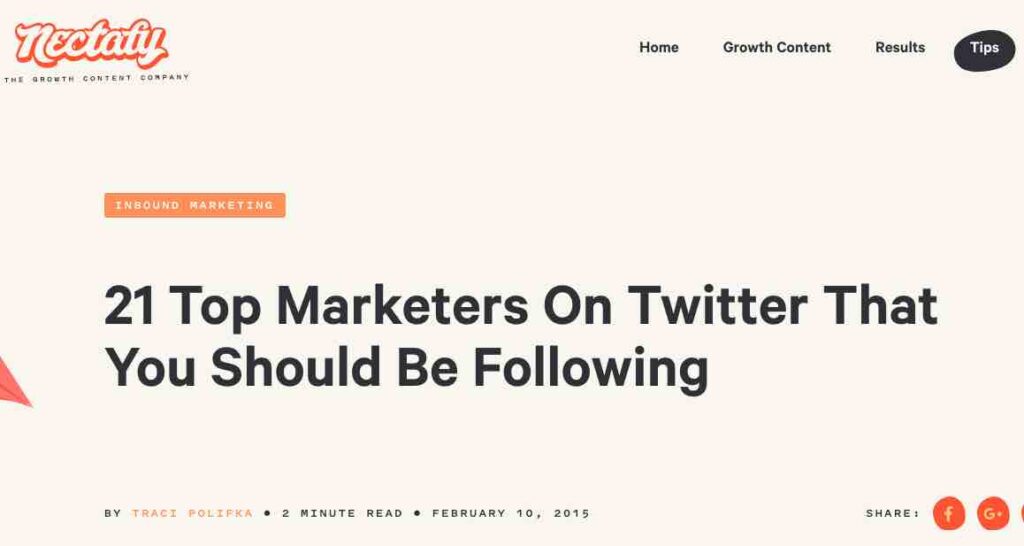 Example blog post for the Twitter marketing strategy that works with endorsements