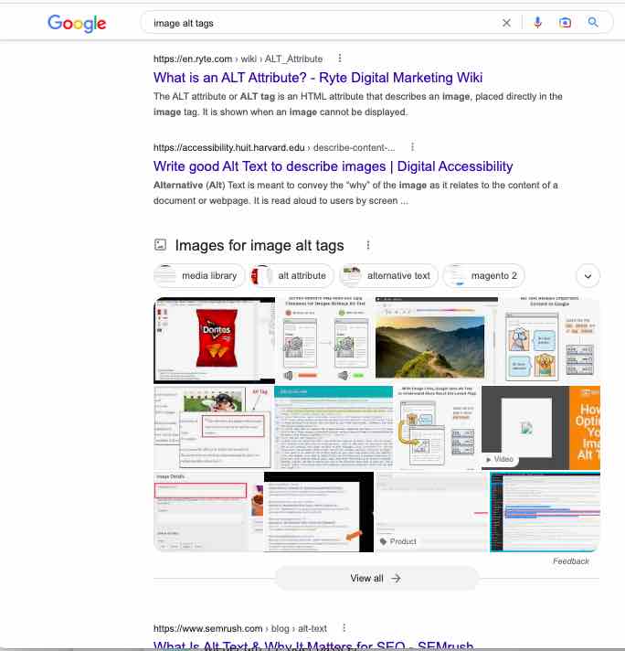 Example of a Google search that displays images
