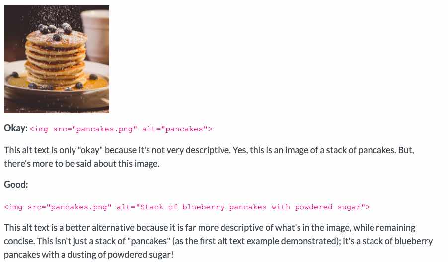 Example for ok and good image alt tags
