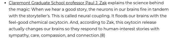 neural coupling and chemical reaction of storytelling